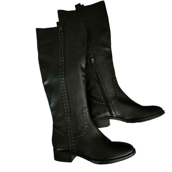 Sam Edelman Shoes - Sam Edelman Women’s Black Leather Prina Studded Knee High Riding Boots Size 6.5